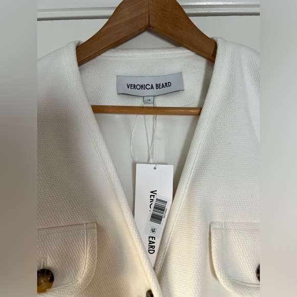 New! Veronica Beard Isola Blazer Jacket Off White Cream Ivory Cotton Size 14 - Picture 6 of 15
